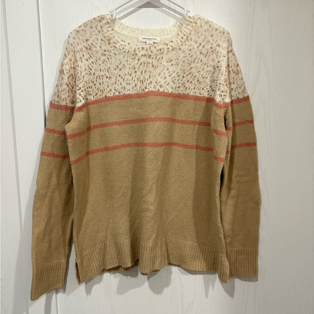 beachlunchlounge Cream and Tan Sweater Size Large 12-14